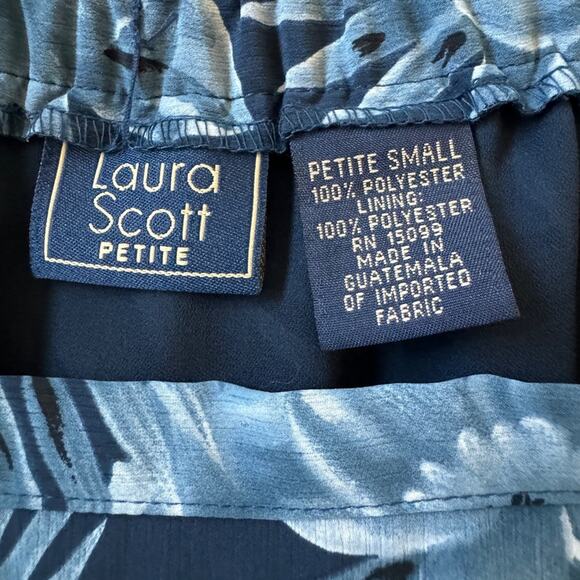 Vintage ‘90s Laura Scott Blue & Black Floral Print Midi Skirt - Picture 7 of 8